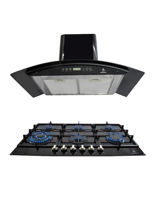 Combo campana de cocina Supra de cristal templado