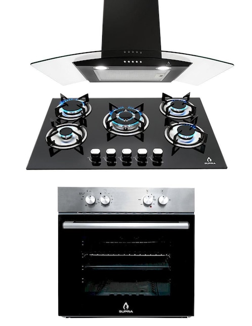 Combo parrilla a gas empotrable Supra + Campana + Horno