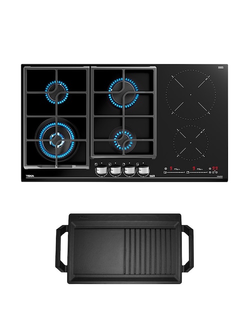 Combo parrilla de inducción empotrable Teka JZC96342BBBBK + Hot plate