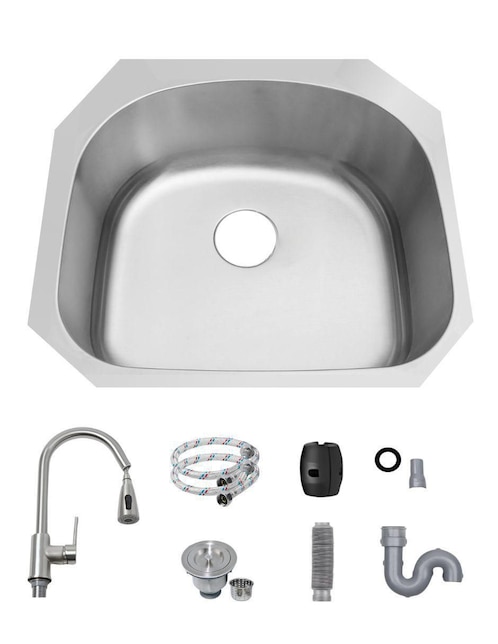 Fregadero de acero inoxidable Yma Home ch. plata y kit