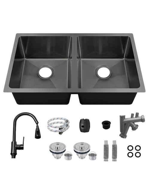 Fregadero de acero inoxidable Yma Home cuadrada negra
