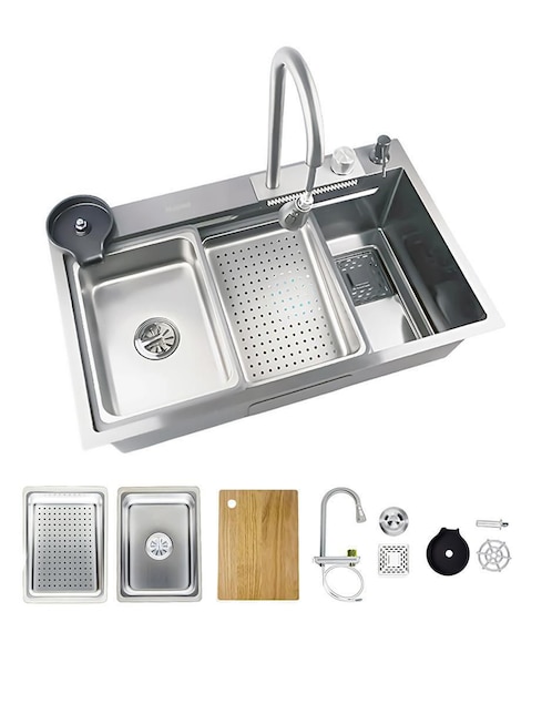 Fregadero de acero inoxidable Maxims con escurridor derecho tarja kit maxims
