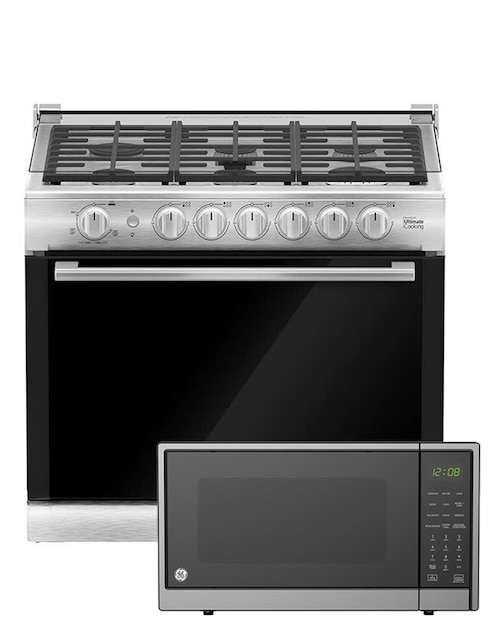 MABE Combo estufa empotrable a Gas LP Mabe 79.20cm 
XOC80750MGE11AF de 6 quemadores + microondas