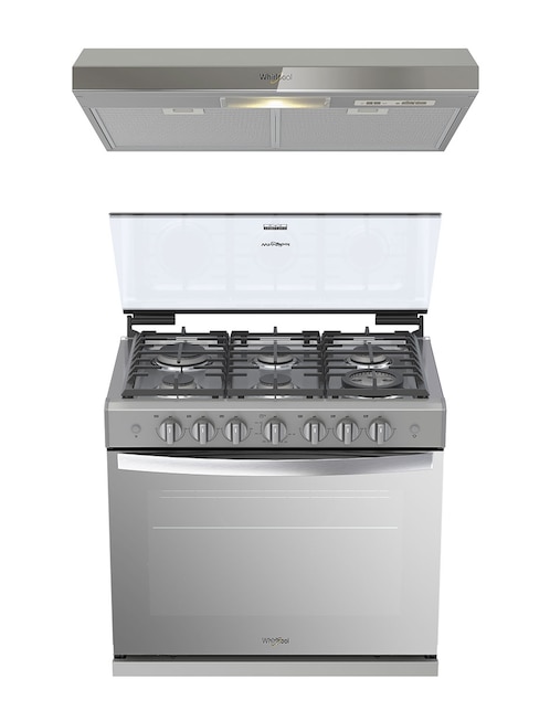 WHIRLPOOL Combo estufa empotrable a Gas LP WhirLpool 76 cm CWER3100D-HH de 6 quemadores+Campana