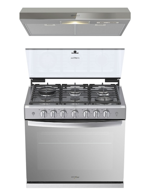 WHIRLPOOL Combo estufa empotrable a gas LP Whirlpool 76.20 cm CWER5000S-HH de 6 quemadores