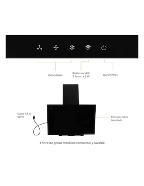 Campana de pared Avera CEV90C de acero inoxidable