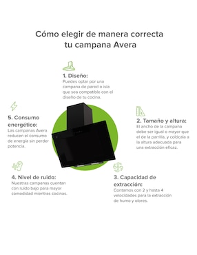 Campana de pared Avera CEV90C de acero inoxidable