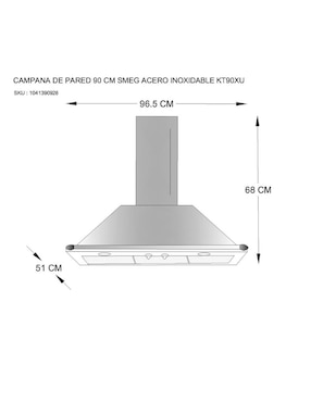 Campana de pared Smeg KT90XU de acero inoxidable