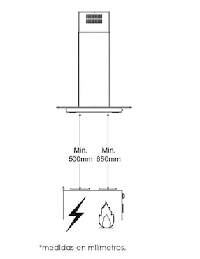 Campana de isla IO Mabe IO9018CI4I de acero inoxidable