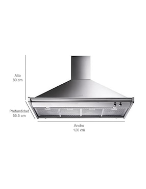 Campana de pared Smeg KD120XU de acero inoxidable