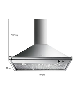 Campana de pared Smeg KD90XU de acero inoxidable