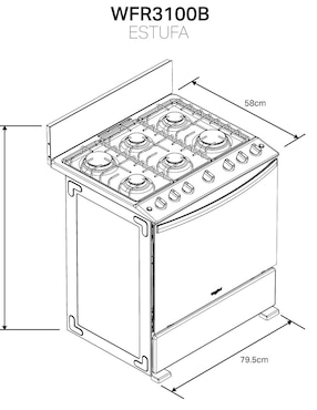 Estufa a gas Whirlpool 79 cm WFR3100B