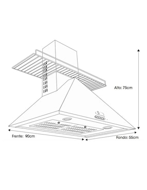 Campana de pared Sanaire CA EGI 90 P SS de acero inoxidable
