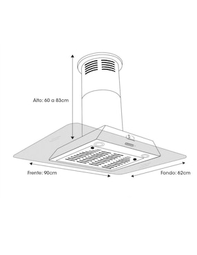 Campana de isla Sanaire HER 90 CM C de acero inoxidable