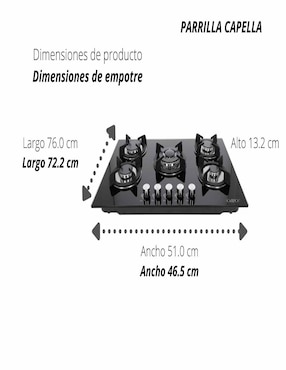 Parrilla a gas lp empotrable Odipo