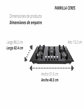 Parrilla a gas lp empotrable Odipo