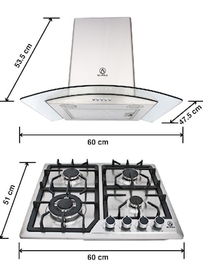 Combo campana de cocina Supra ROMA de acero inoxidable