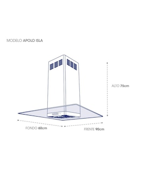 Campana de isla Sanaire APOLO de vidrio