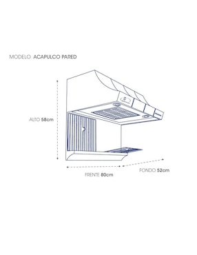 Campana de pared Sanaire ACAPULCO PA 80CM de acero inoxidable