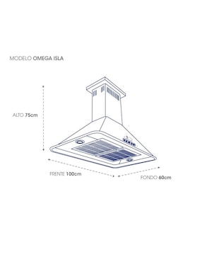 Campana de isla Sanaire OMEGA ISL 100CM de acero inoxidable