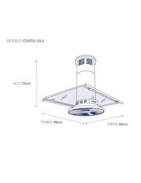 Campana de isla Sanaire CRISTAL de cristal templado