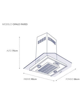 Campana de pared Sanaire OPALO PAR 90CM de vidrio