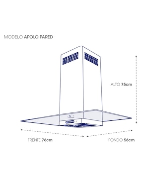 Campana de pared Sanaire APOLO PARE 76CM de vidrio