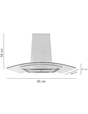Campana de isla Supra CI-90 de vidrio