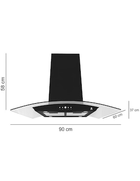 Campana de isla Supra CI-90 BLACK de acero inoxidable