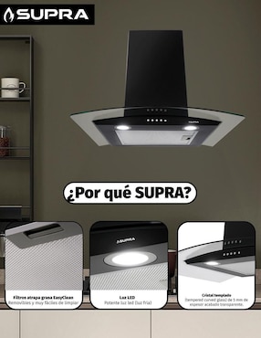 Campana de pared Supra CC-60-BLACK de cristal templado