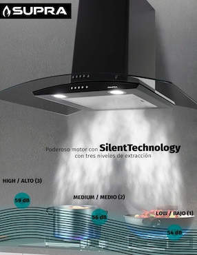Campana de pared Supra CC-60-BLACK de cristal templado