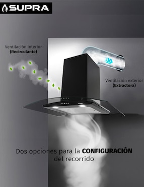 Campana de pared Supra CC-60-BLACK de cristal templado
