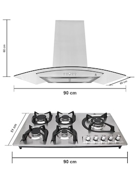Combo campana de cocina Supra ASCEA de acero inoxidable