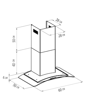 Campana de pared Tecnolam VEGA.AC60 de acero inoxidable
