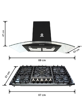 Combo campana de cocina Supra VITERBO de acero inoxidable