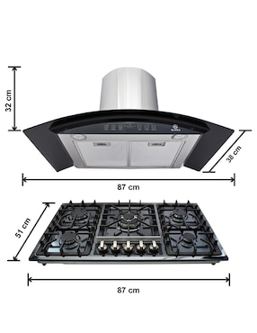 Combo campana de cocina Supra ASCOLI de acero inoxidable