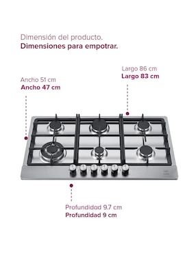 Parrilla a gas lp empotrable Avera