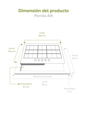 Parrilla a gas lp empotrable Avera