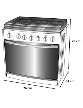 Estufa empotrable Koblenz 76 cm EE-6232 CAPRI de 6 quemadores