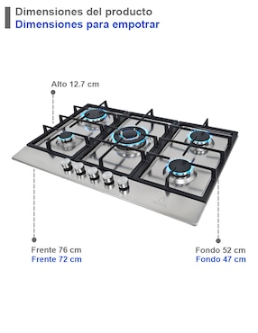 Parrilla a gas lp empotrable Supra