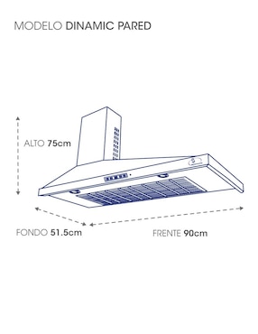Campana de pared Sanaire DINAMIC 90 SS de acero inoxidable