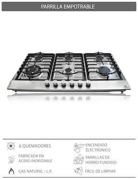 Parrilla a gas lp empotrable Supra