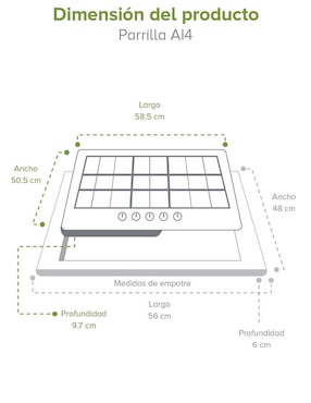 Parrilla a gas lp empotrable Avera