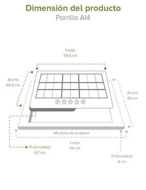 Parrilla a gas lp empotrable Avera