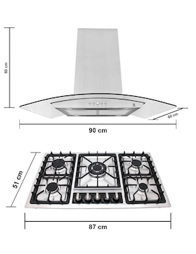 Combo campana de cocina Supra Terni de acero inoxidable