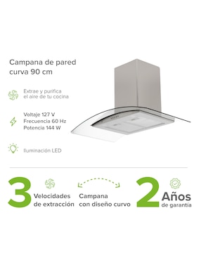 Campana de pared Avera CEV90 de acero inoxidable