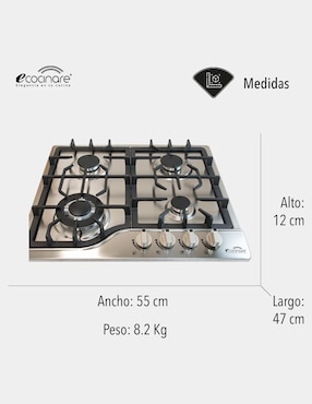 Parrilla a gas lp empotrable Ecocinare