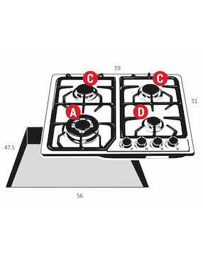Horno a gas natural Disa Home PAEM4/CAMPC60C/HGEMP24AI capacidad 55 L