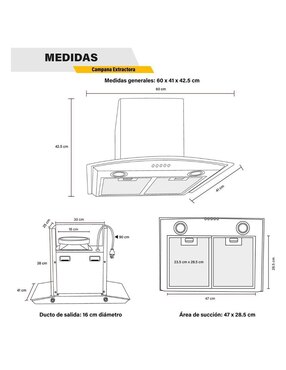 Campana de isla Gutstark MKZ-CAMPA600MGRI de acero inoxidable