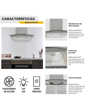 Campana de isla Gutstark MKZ-CAMPA600MGRI de acero inoxidable